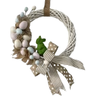 China Senmasine 24 Inch Easter Wreath For Front Door Mixed Egg Linen Ribbon Flocking Rabbit Hanging Decoration manufacturer