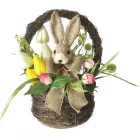 China Senmasine Easter decoration with bows mixed rabbit bunny plastic egg artificial leaves Basket potted plants manufacturer
