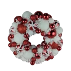 China Senmasine 33cm Christmas ball wreath with tinsel red white candy baubles ornaments holiday festival decor manufacturer
