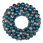 China Senmasine 40cm ball baubles wreath with sliver tinsel blue ornaments metal base front door hanging decor manufacturer