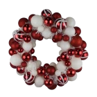 China Senmasine 40cm ball baubles wreath for Christmas holiday front door hanging decoration red white candy wreaths manufacturer