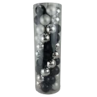 China Senmasine 50pcs christmas ornament ball for holiday party hanging decor shatterproof black silver baubles sets manufacturer