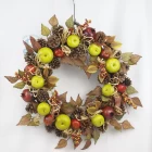 China Senmasine 20 inch fall wreath with artificial leaves fruit branches pinecones apple pomegranate autumn Harvest Wreaths manufacturer