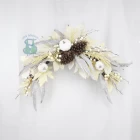 China Senmasine 24 inch fall harvest Arrangement garlands mixed pinecone white pumpkin artificial maple leaves autumn wreath manufacturer
