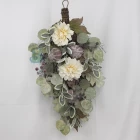 China Senmasine 24 inch artificial flower swag mixed silk peony flowers green eucalyptus leaves pumpkin spring decor manufacturer