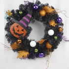 China Senmasine 24Inch Front Door Halloween Wreaths with Smiling face wooden sign Maple Leaf hanging decor manufacturer