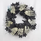 China Senmasine 24 Inch Halloween Skeleton Hand Wreaths with black maple leaves dead branches party hanging decoration manufacturer