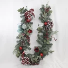 China Senmasine 6ft christmas garland with pinecone red berries branch pine needle bell ornaments bows party festival hanging decor manufacturer