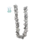 China Senmasine 6ft silver bauble garland with tinsel white balls ornaments Christmas front door hanging decoration manufacturer