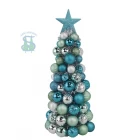 China Senmasine 47cm ball conetrees with Topper Star blue green sliver baubles tinsel Christmas desktop indoor decoration manufacturer