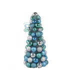 China Senmasine 40cm balls baubles conetree for holiday Christmas desktop decorative blue sliver plastic ornaments manufacturer
