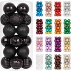 China 24ct 60mm black Ornaments Christmas Balls for Holiday Xmas Trees Hanging Decoration 2.36