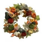 porcelana Senmasine-corona de calabaza de Acción de Gracias de otoño, 22 pulgadas, con hojas artificiales, calabazas de terciopelo, lazos, decoración de cosecha de otoño fabricante