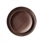China Wholesale Wooden Plate Black Walnut Tableware Round Wooden Tray manufacturer