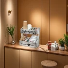 China Borong 2 Tier Wood Coffee Holder Wooden Coffee Station Courder, Kitchen Counter Shelf pengilang