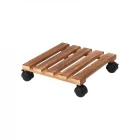 China Wholesale Small Wooden Plant Caddy, Plant Stand with Lockable Wheels manufacturer
