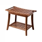 China Wholesale Bamboo Shower Bench Stool with Storage Shelf for Indoor manufacturer