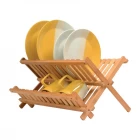 China Wholesale 2-Tier Bamboo Dish Drying Rack with Foldable Space-Saving Design manufacturer
