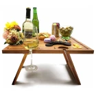 China Factory Custom Portable Foldable Larger Wooden Wine Picnic Tray Table manufacturer