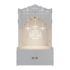 China Custom Size White Freestanding Pooja Mandir Temple Cabinet for Home Puja and Hindu Temple Use manufacturer