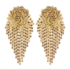 Çin 2018 Hot Famous-brand Fashion Bead Tassel Earrings Gold Plated Rhinestone Earrings for women Wedding party Jewelry üretici firma