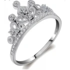Çin 2018 Hot Selling Fashion Princess Tiara Wedding Finger Rings Copper Engagement Ring Sliver 925 üretici firma