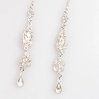 Çin Beautiful silver filigree long drop crystal earrings designs E30097 üretici firma