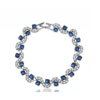 Çin Blue Tennis Bracelet Women Cubic Zirconia Sapphire Jewelry Bridal Crystal Bangle Manufacturer China üretici firma