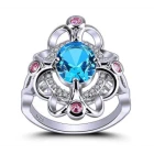 Çin China Manufacturer 925 Sterling Silver Created Rainbow Topaz Statement Ring for Women üretici firma