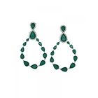 Çin Fashion personality environmental copper alloy stud earrings, Trend fashion women rhinestone trendy green statement Earrings for women jewelry Factory Price üretici firma