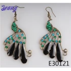China Hand painted clip sex crystal peacock earrings designs E30121 manufacturer