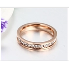 Çin Hot Selling Wedding Pave Crystal Stainless Steel 18K Rose Gold Fashion Rings for Wemen üretici firma