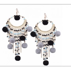 Çin Long Beaded Tassel Earrings Ethnic Jewelry Women Big Dangle Firenze Fringe Drop Earring üretici firma