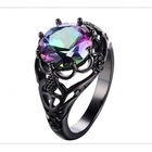 Çin Mystic Stone Black Gold Ring Manufacturer in China üretici firma