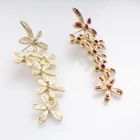 Çin Pink crystal metal 2 gram gold beautiful flower designed earrings E30077 üretici firma