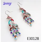 China Silver stud ladies crystal alloy gypsy peacock shape earring E30128 manufacturer
