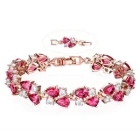 Çin Wholesale Rose Gold Tone Women Tennis Bracelet Sparkle Double Drop Cubic Zirconia Extended chain üretici firma