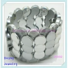 China Wide cicle pattern rhodium plated metal zinc alloy slap charm bracelet for women and men manufacturer