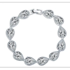 Çin Women's Silver-tone Clear Zirconia Pear Shape Teardrop Bracelet Manufacturer üretici firma