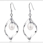 Çin Womens Sterling Sliver Teardrop Freshwater Pearl Drop Dangle Earrings Manufacturer üretici firma