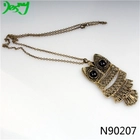 China antique gold long chain owl pendant costume necklace N90207 manufacturer