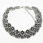 الصين antique gold three layer metal flower chocker necklace N90084 الصانع