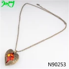 China 2014 gold angel wing broken heart crystal chain necklace N90253 manufacturer