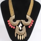 Çin beaded cheap chains horn chocker necklace gold jewelry N90071 üretici firma