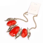 China big resin stone gold feather statement necklace necklace ZN004 manufacturer