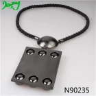 China braided black rope chunky men's pendant necklace N90235 manufacturer