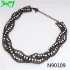 China braided crystal chains fashion jewelry choker necklace N90109 manufacturer