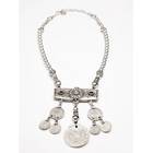 China brass layered beads red rhinestone bar silver coin necklace manufacturer