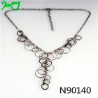 China brass silver chain circle pendant lariat necklace N90140 manufacturer