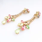 China cheap flower shaped rhinestone dangling earrings E30061 manufacturer